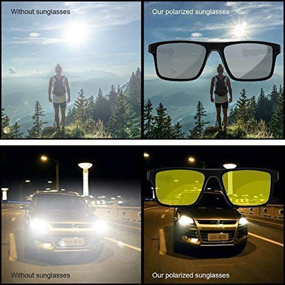 3 In 1 Magnetic Clip HD Anti-Glare Polarized Lens UV Protected Day and Night Sunglasses