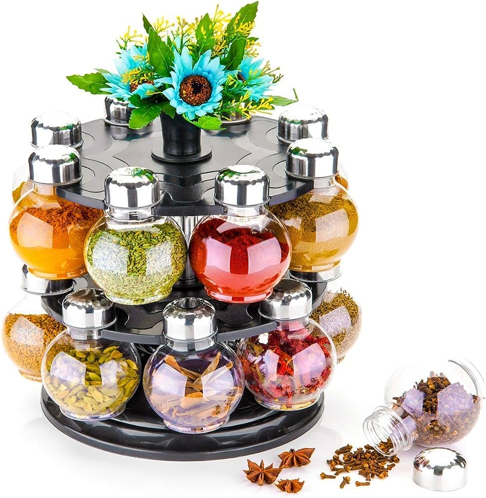 0069 Multipurpose Revolving Plastic Spice Rack Set (16pcs)