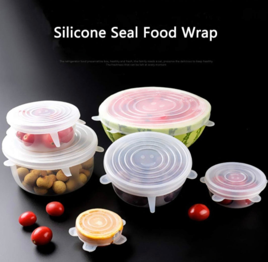 Silicone Stretch Lids, Multi Size Reuseable Flexible Covers for Rectangle, Round, Square Bowls, Dishes, Plates, Cans, Jars, Glassware, Mugs and Freezer Safe to keep food fresh (Colour May Vary) (Pack of 6 Pcs)