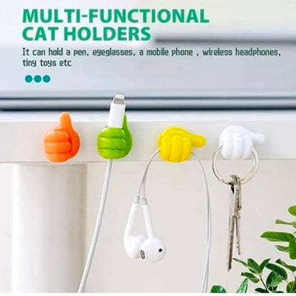 Thumb Wall Hooks / Hangers Multifunctional Utility Silicone Hooks Desk Wire Management Cable Organizer,Random Color,Pack of 5