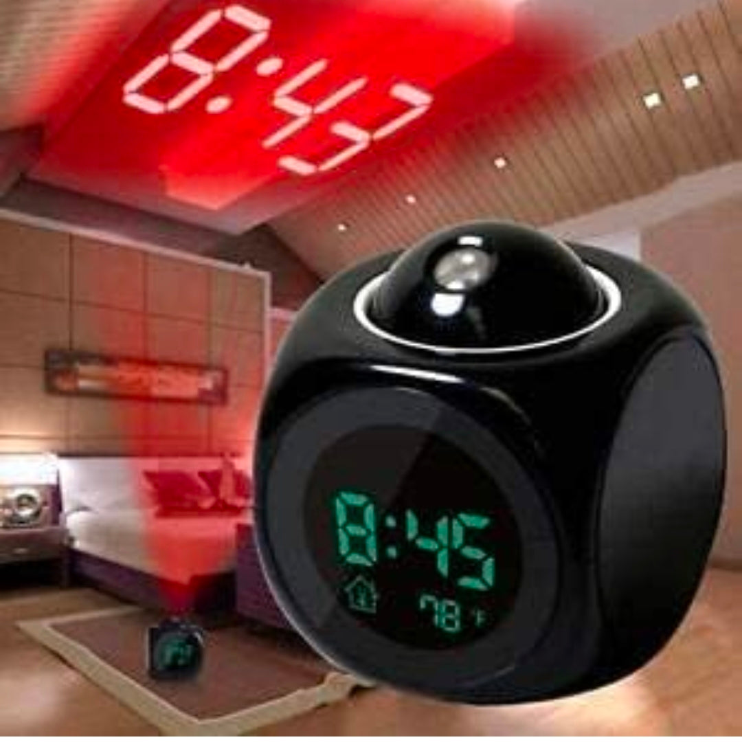 LCD Projector Alarm Clock Wall Projection LCD Screen Snooze Alarm Display Time Voice Alarm LED Back Light