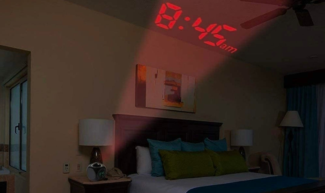 LCD Projector Alarm Clock Wall Projection LCD Screen Snooze Alarm Display Time Voice Alarm LED Back Light