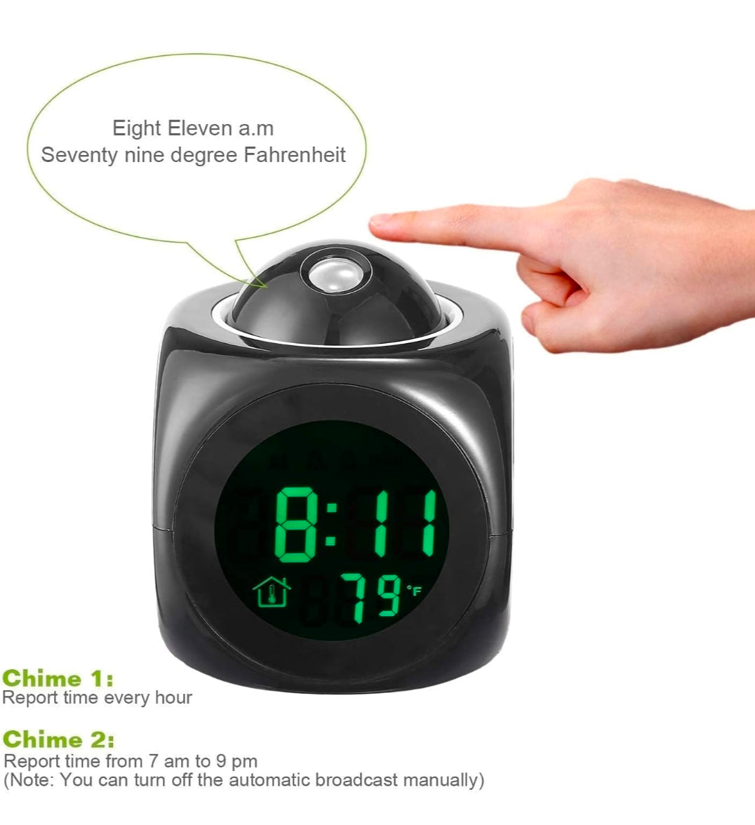 LCD Projector Alarm Clock Wall Projection LCD Screen Snooze Alarm Display Time Voice Alarm LED Back Light