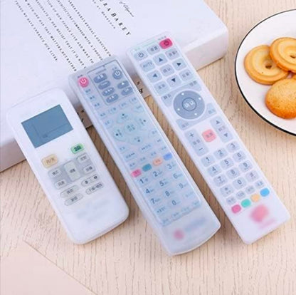 Stretchable Silicone Remote Cover of Different Sizes for TV, AC, Setup Box Remote | Dust Proof and Water Proof [ Transparent | 3pcs | Different Sizes ]