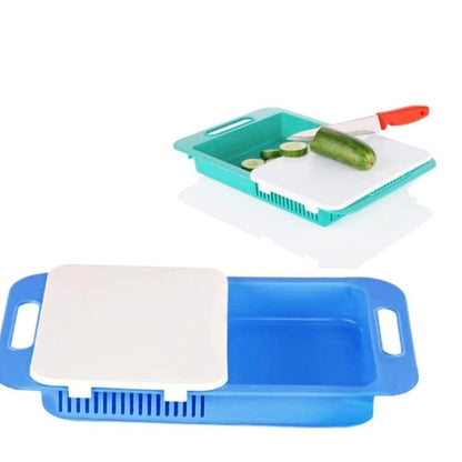 3 in 1 Chopping Board with Tray and Strainer,Plastic Cutting Board for Vegetables and Fruits. Cut, wash and Store