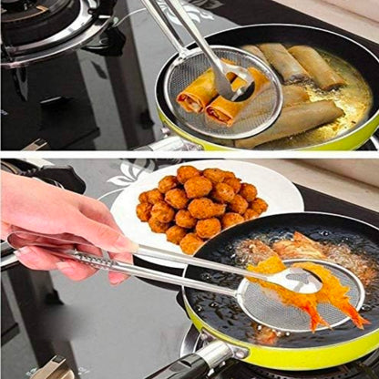 Stainless Steel Snack Fryer,Filter Spoon with Clip