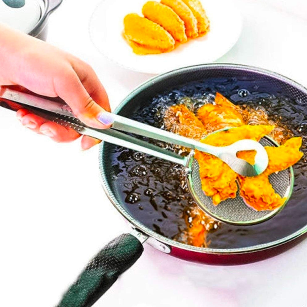 Stainless Steel Snack Fryer,Filter Spoon with Clip