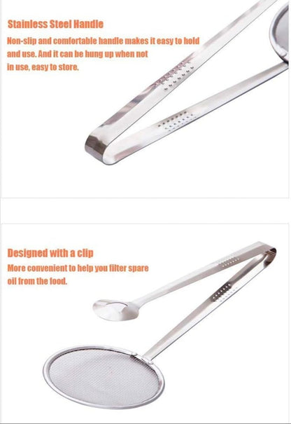 Stainless Steel Snack Fryer,Filter Spoon with Clip