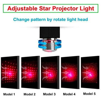 360 Degree Pattern Changing USB Star Projector Led Light for Cars, Bedroom, Hall