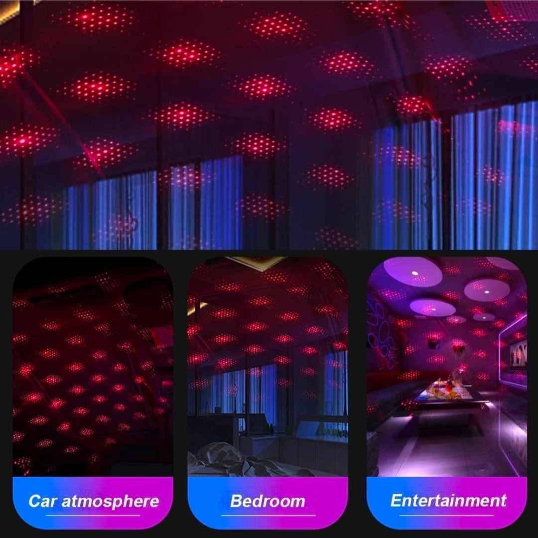 360 Degree Pattern Changing USB Star Projector Led Light for Cars, Bedroom, Hall