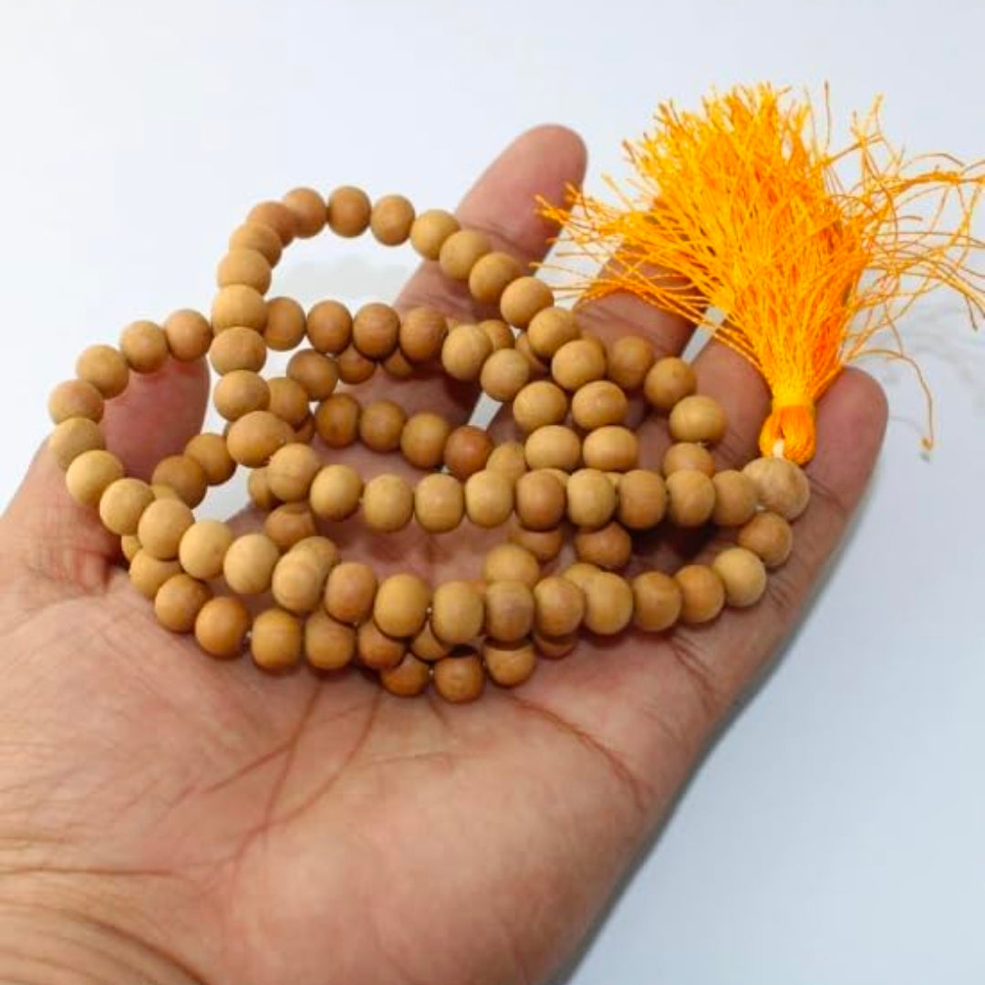 Sandalwood Mala Pooja Japa Mala Pure Beads Chandana Mala for Men & Women சந்தன மாலை