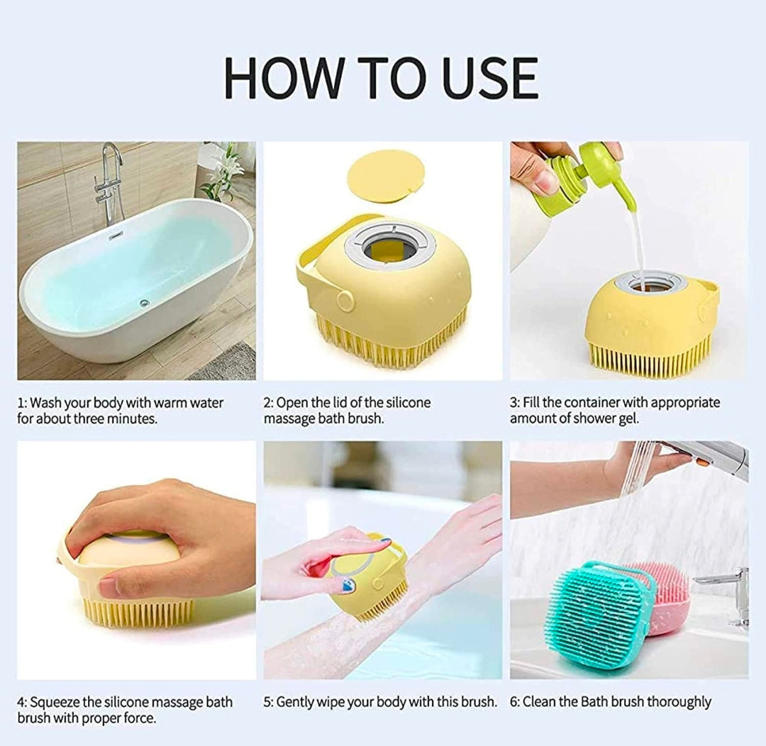 Body Scrubber with Soap Dispenser Bath Brush, Body brush for Bathing, Soft Body Exfoliator, Bath Silicon Body Loofah for Babies, Kids, Women, Men and silicone loofah for bathing