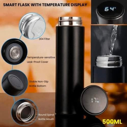 Temperature Smart Vacuum Insulated Thermos Water Bottle with LED Temperature Display Stainless Steel Perfect for Hot and Cold Drinks