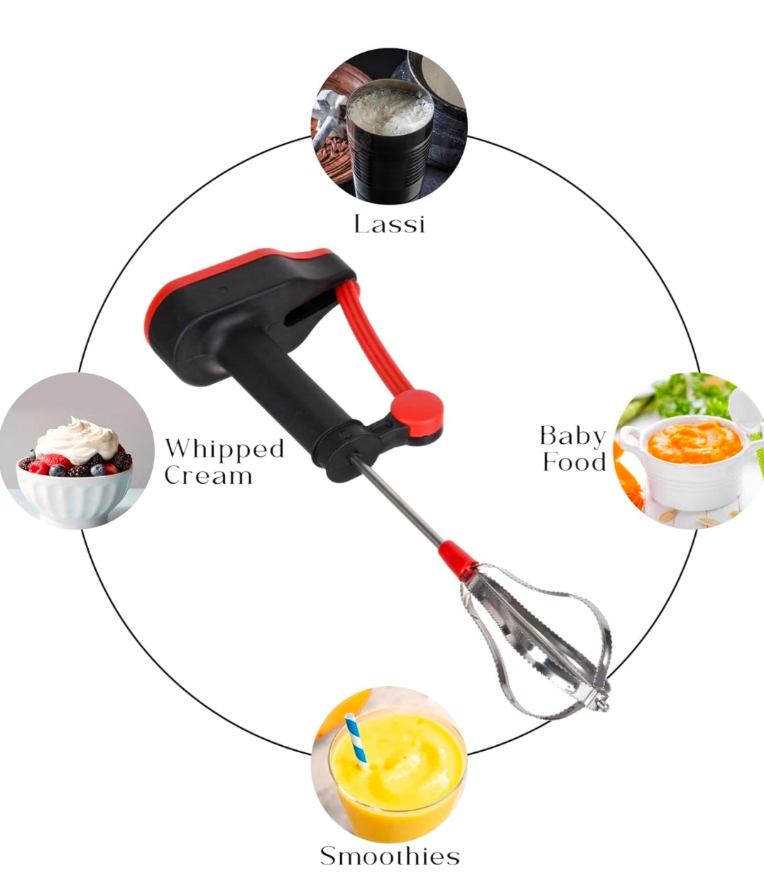 Heart Home Hand Blender | Milk Lassi Maker | Hand Press Mixer with Steel Blades | Egg Beater | Hand Mixer for Coffee-Lassi-Cream-Soup-Butter Milk | Hand Blender for Kitchen | Multicolor