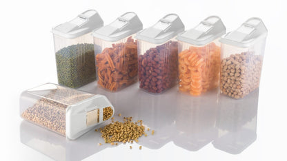 0096 Plastic Easy Flow Storage Jar with Lid (750ml, Set of 6)