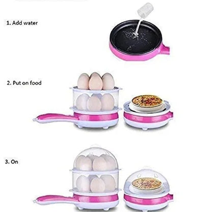 DOUBLE LAYER HANDLE EGG BOILER ELECTRIC(multi-color)