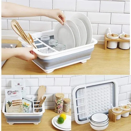 4668 SILICONE PLASTIC FOLDING COLLAPSIBLE DURABLE KITCHEN SINK DISH RACK