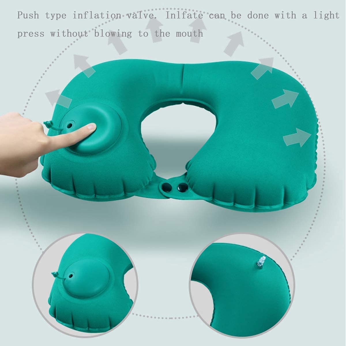 Inflatable Travel Neck Pillow Air Pump Comfortable U-Shape Headrest Support