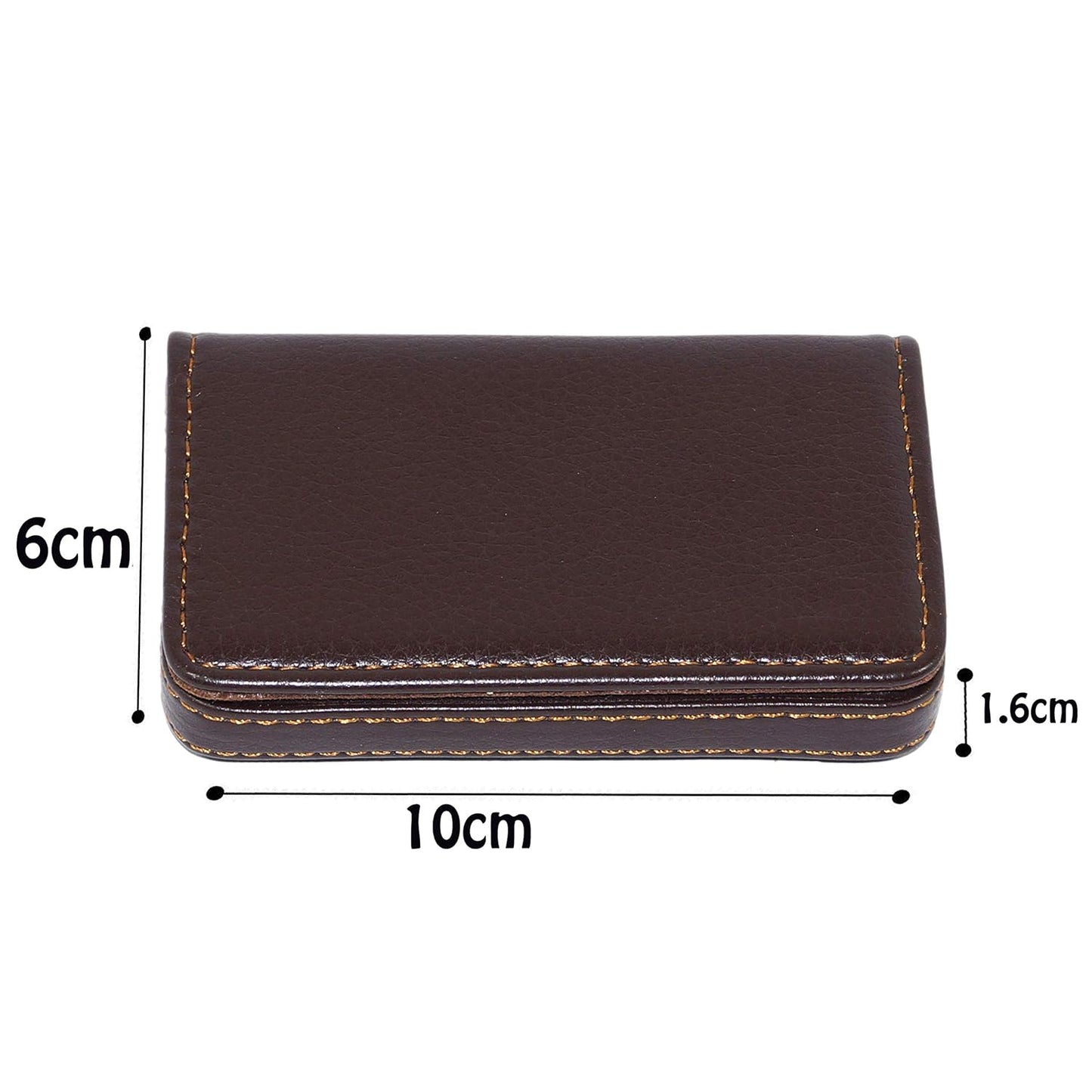 Pocket Sized Stitched PU Leather Credit Card Holder Visiting Business Card Case Wallet with Magnetic Shut for Men & Women (10 x 6 x 1.6 cm)(Multi Design & Colour))